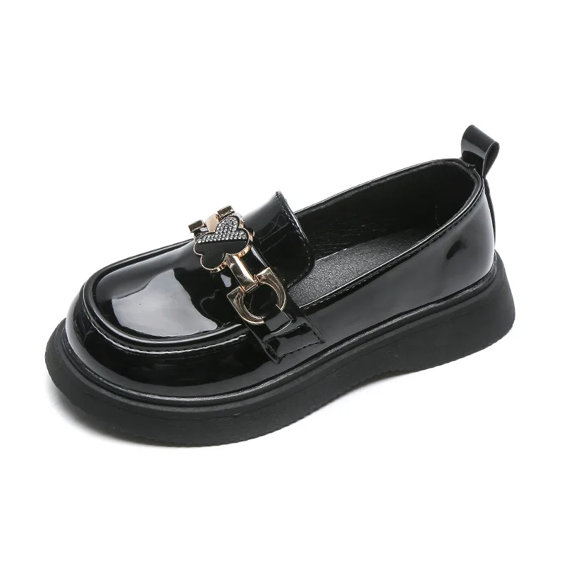 

Princess Mary Janes UK Uniform Shoes 2022 Kids Fashion Spring Versatile Black Soft Glossy Retro Metal Cute Girls Loafers for Boy