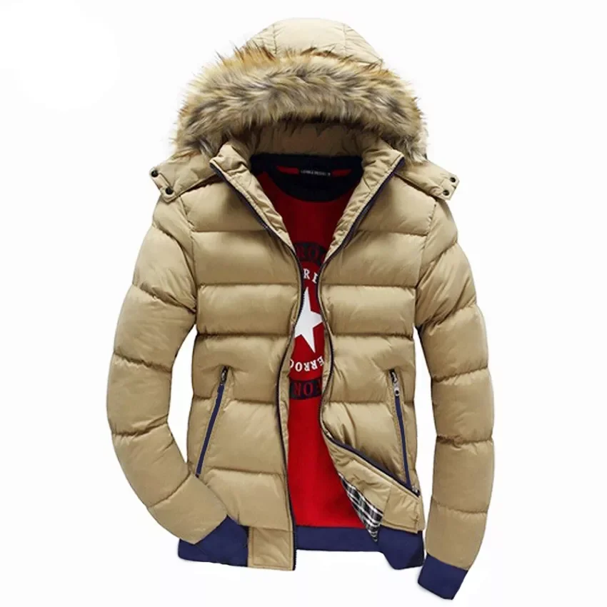Thick Hooded Fur Collar Parka Men Coats Casual Padded Mens Jackets Male Clothing 6XL 7XL SA748 Men's Winter Jackets