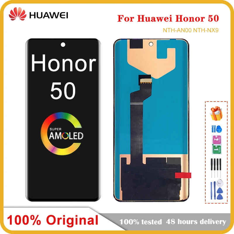 Enlarge 6.57'' Original Screen For Huawei Honor 50 LCD Display Touch Screen Digitizer For Honor 50 NTH-AN00 NTH-NX9 LCD With Middle Fram