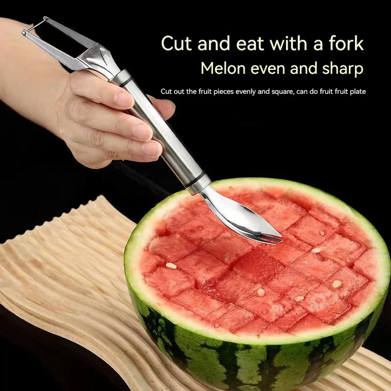 

Watermelon Cut Stainless Steel Watermelon Cut Watermelon Fork Kitchen Gadgets Fruit Splitter Watermelon Dig Cut Pieces Fork