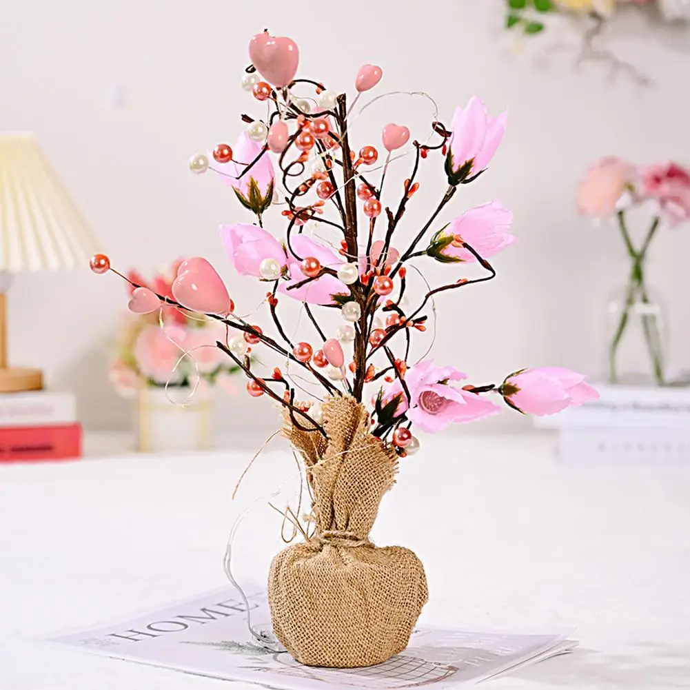 

Долговечный хороший Настольный фальшивый тюльпан с лампой подарок на день матери красивое искусственное растение любящее сердце украшени...