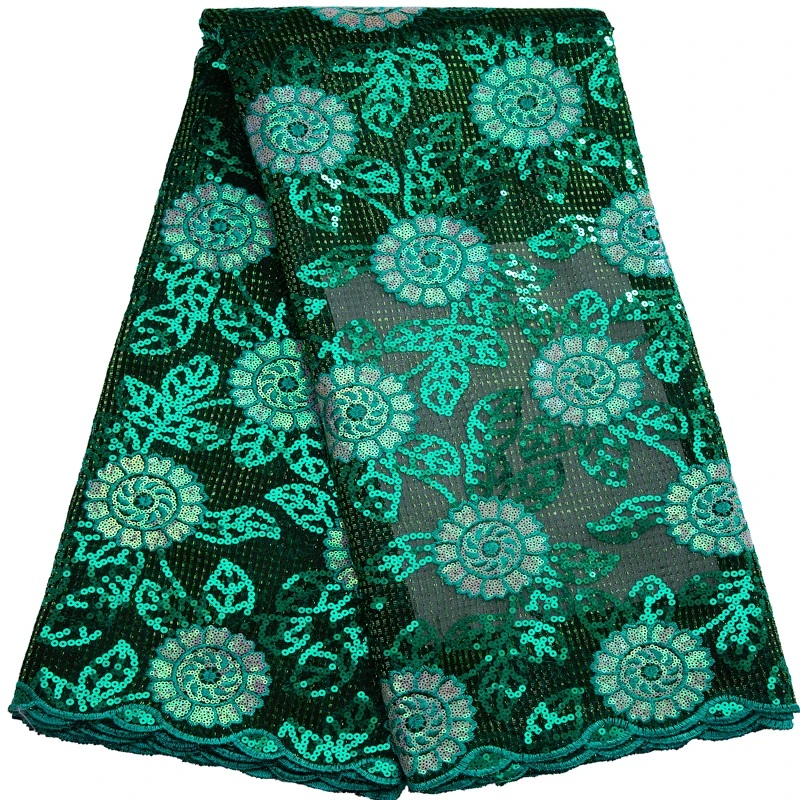 

Kalume Green African Mesh Lace Fabric With Sequins 2023 High Quality Nigerian Embroidery Lace Fabric for Wedding Dress F3285
