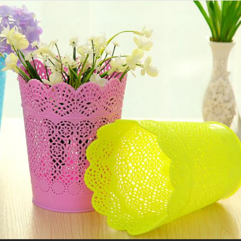 

3pcs Desktop Bin Small Trash Can Bedroom Trash Can Flower Plant Pot Garbage Can Pen Holder Office Storage Box Home Desk Dustbin