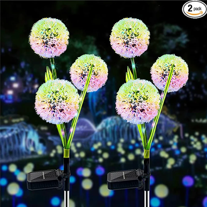 

2 Pack Dandelion Flower Solar Led Light Outdoor Garden Lawn Lamps For Garden Street Lawn Stakes Fairy Lamps Yard Art Decoration