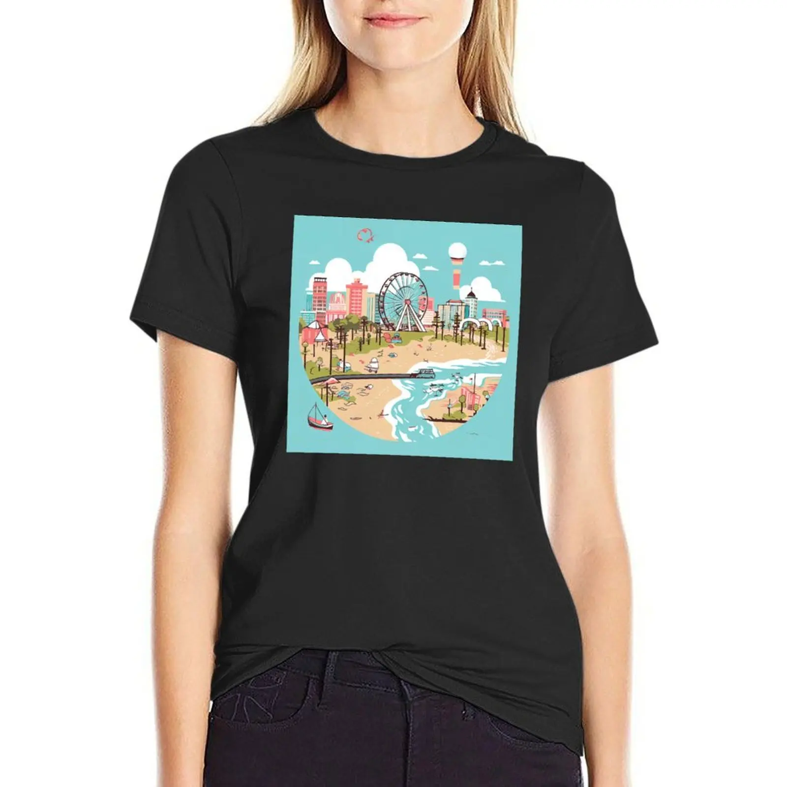 Милая стильная футболка Virginia Beach футболки с коротким рукавом простая принтом для