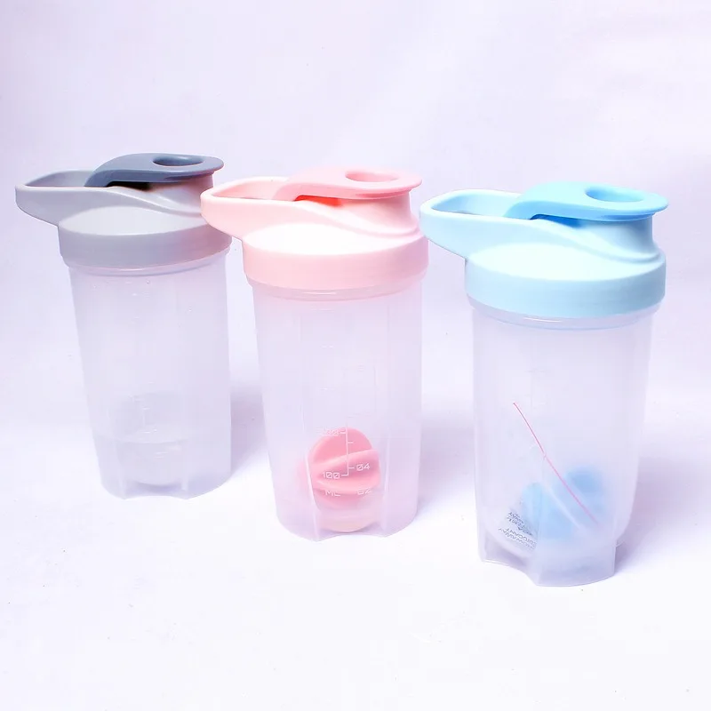 

New 500ml bottle shaking plastic cup fitness sports protein powder shake bottle portable outdoor milkshake custom gift water cup