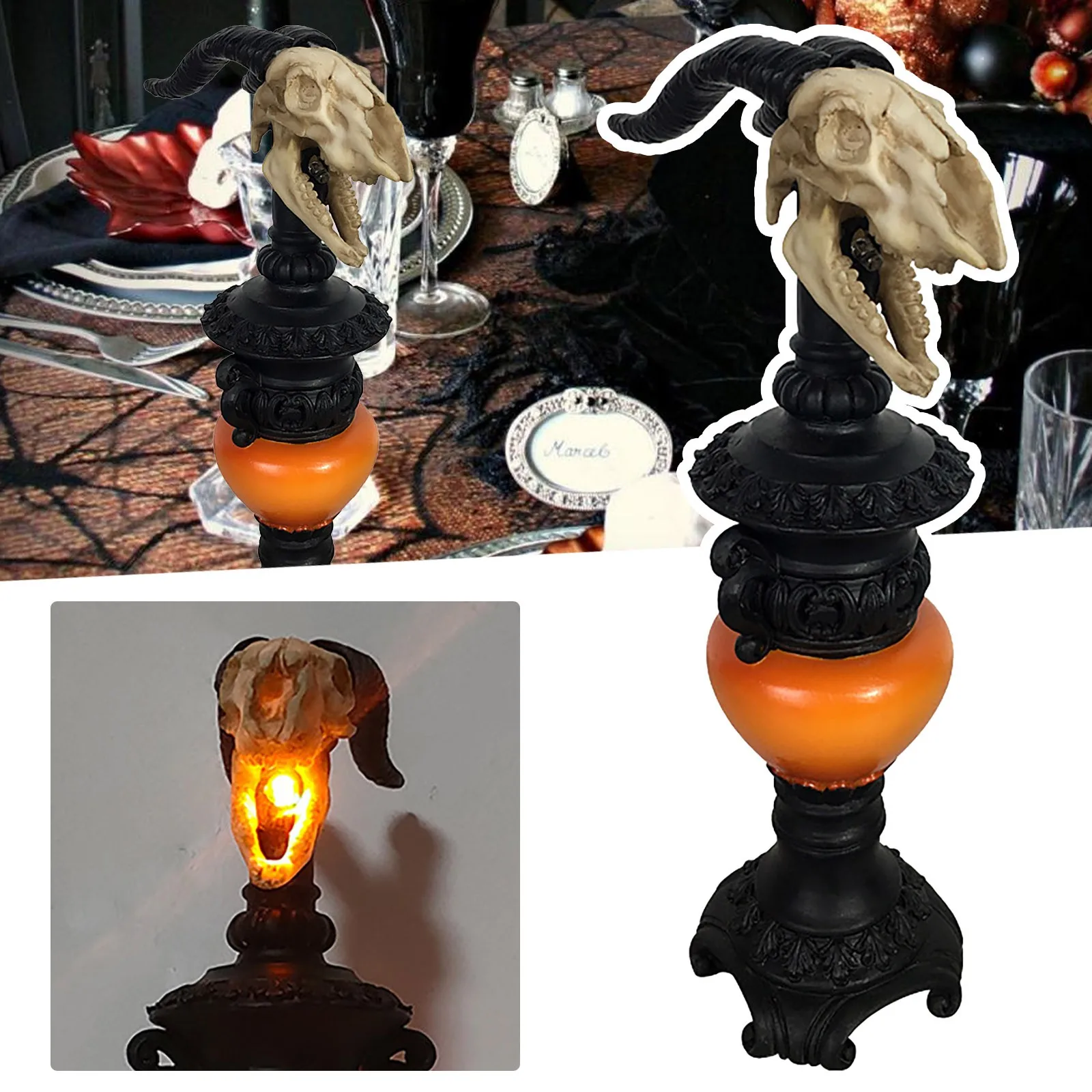 

Настольная лампа в виде головы овцы, милая садовая статуя гнома для Хэллоуина, дома, спальни, гостиной, чихуахуа