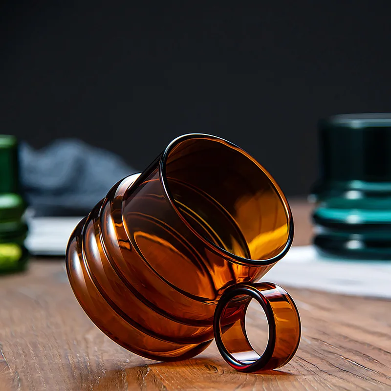 

Кофейная чашка из боросиликатного стекла, цветная чашка для напитков из искусственного дутого стекла