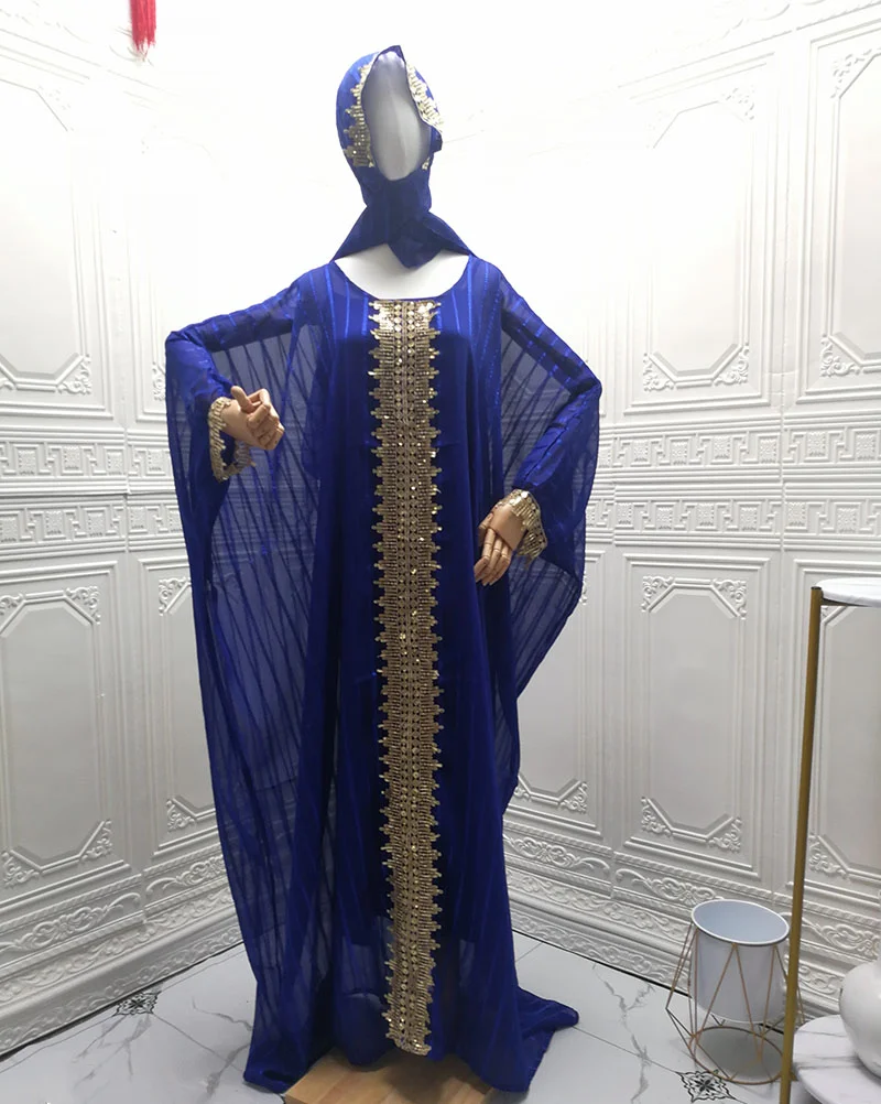 Spring Summer Muslim Fashion Style O-neck Long Sleeve Polyester Red Black Blue White Long Abaya African Dresses for Women