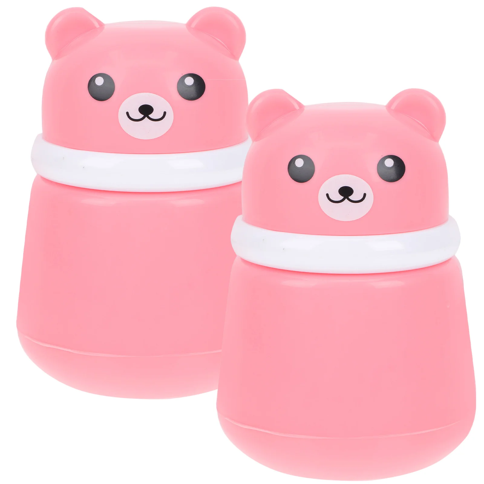 2 Pcs Bear Powder Puff Box Loose Bottle Body Containers Baby Newborn Talcum Food Grade Pp