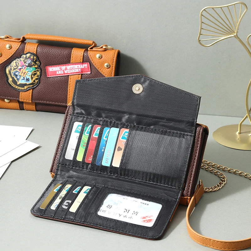 Women Contrast Color Wallet Leaf Buckle Wallet PU Leather Purse Female Long Wallet for Women Coin Purse Card Holders Clutch