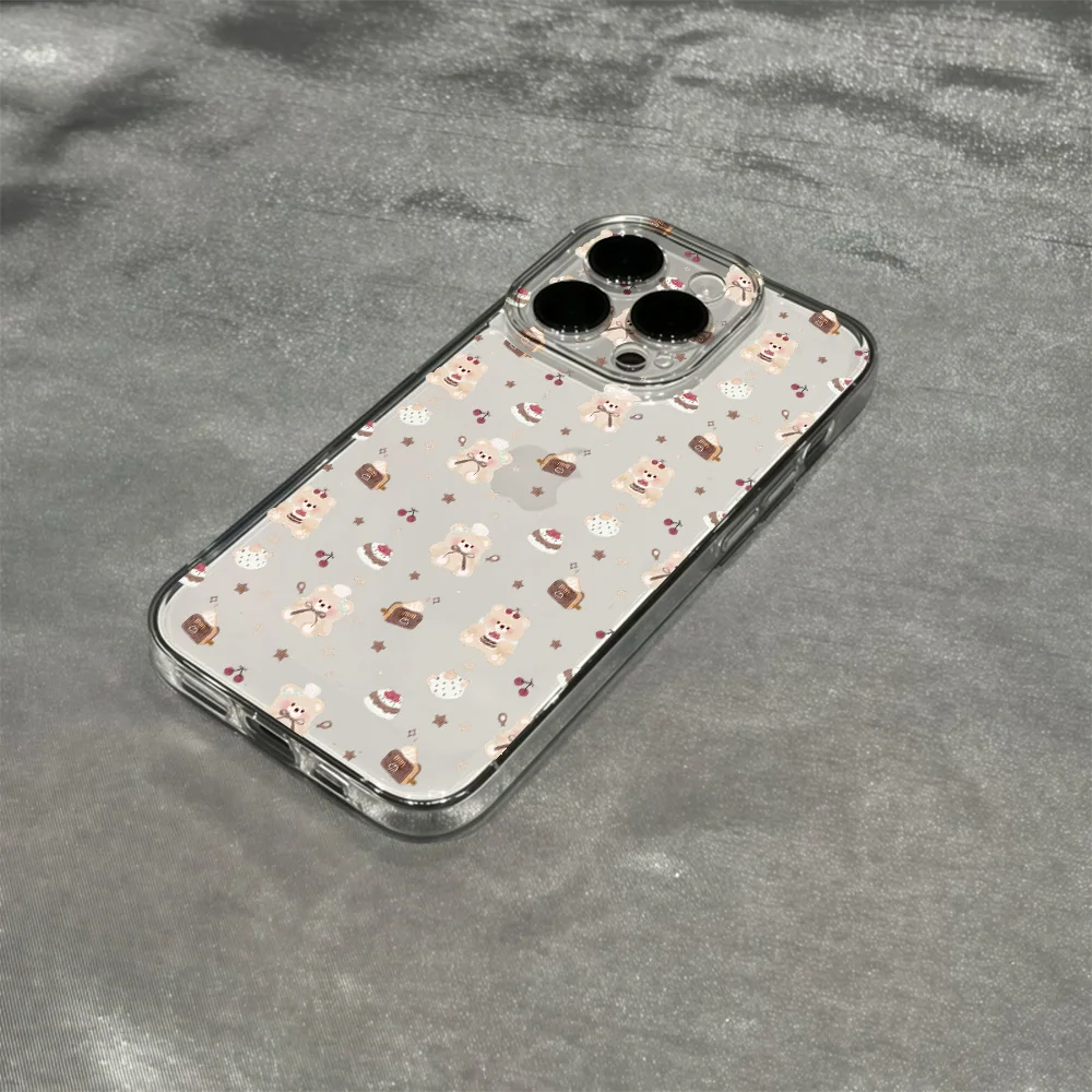 Фото Прозрачный мягкий чехол с теплым медведем для iPhone 17 16 15 14 13 12 11 Pro Xs Max Air Mini 7 8 6 6s Plus SE 2020 2022 Задняя крышка №4