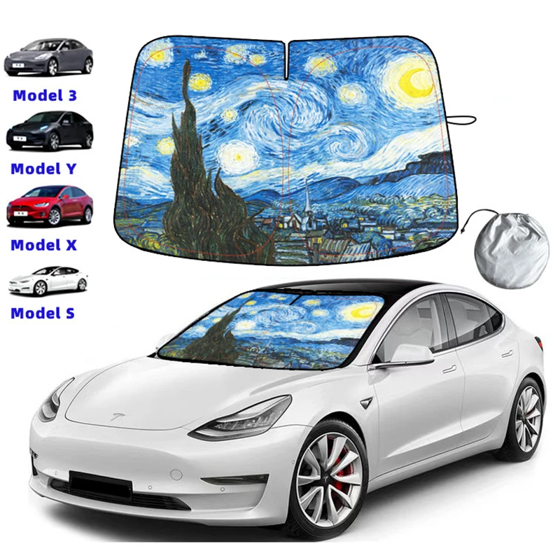 

Car Windshield Sunshades Covers Front Window Sun Shade Sunscreen For Tesla Model 3 Y 2017-2022 Sunshade Automobile Accessories