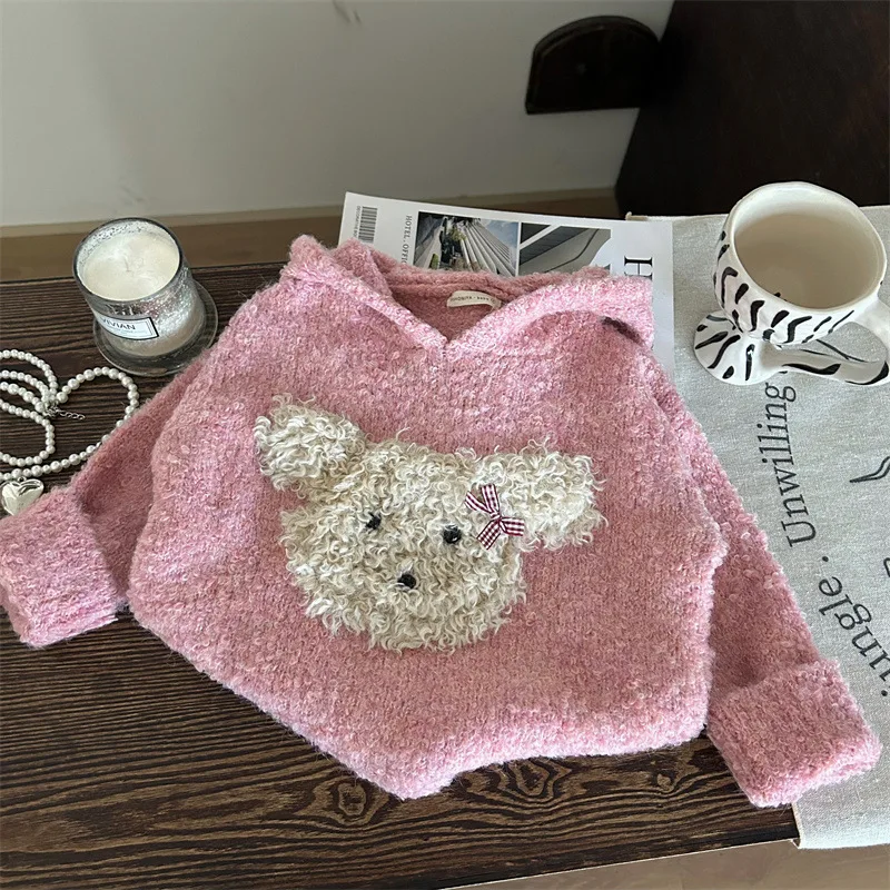 Костюм для девочек новинка 2024 зимняя детская одежда корейский стиль плюшевый