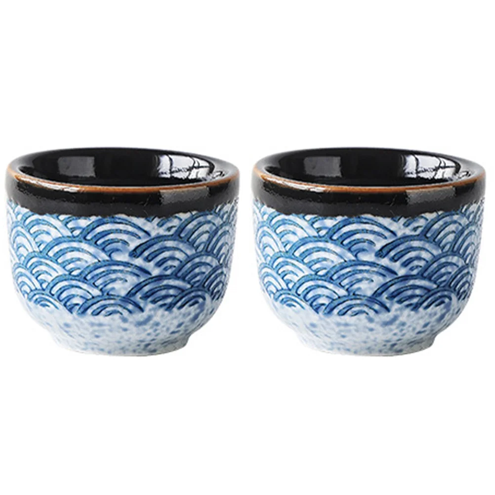 

Sake Cup Cups Set Japanese Serving Ceramic Glazed Tea Potterysaki Supplies Decorative Style Changing Colorwave Ocean Waves