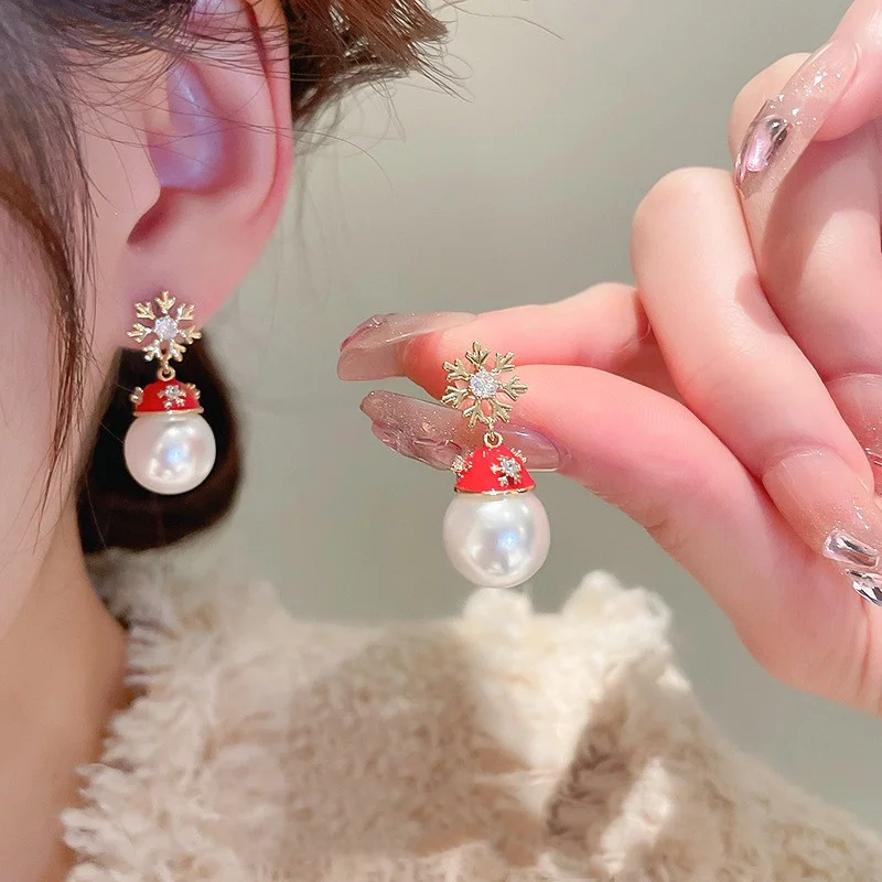 Изящные серьги-гвоздики со снежинками и кристаллами для женщин модный