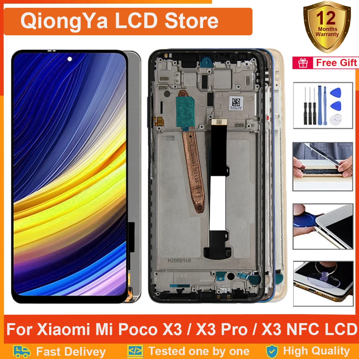 

6.67" Original Poco X3 Pro Display For Xiaomi Poco X3 M2007J20CG Mi Poco X3 NFC MZB07Z0IN LCD + Touch Screen Digitizer Assembly