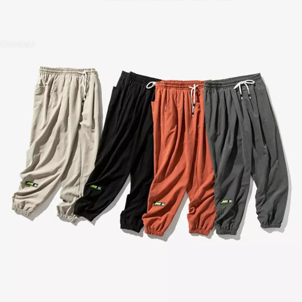 

Color Simple Drawstring Casual Spring Trousers Style Men Pants Pure