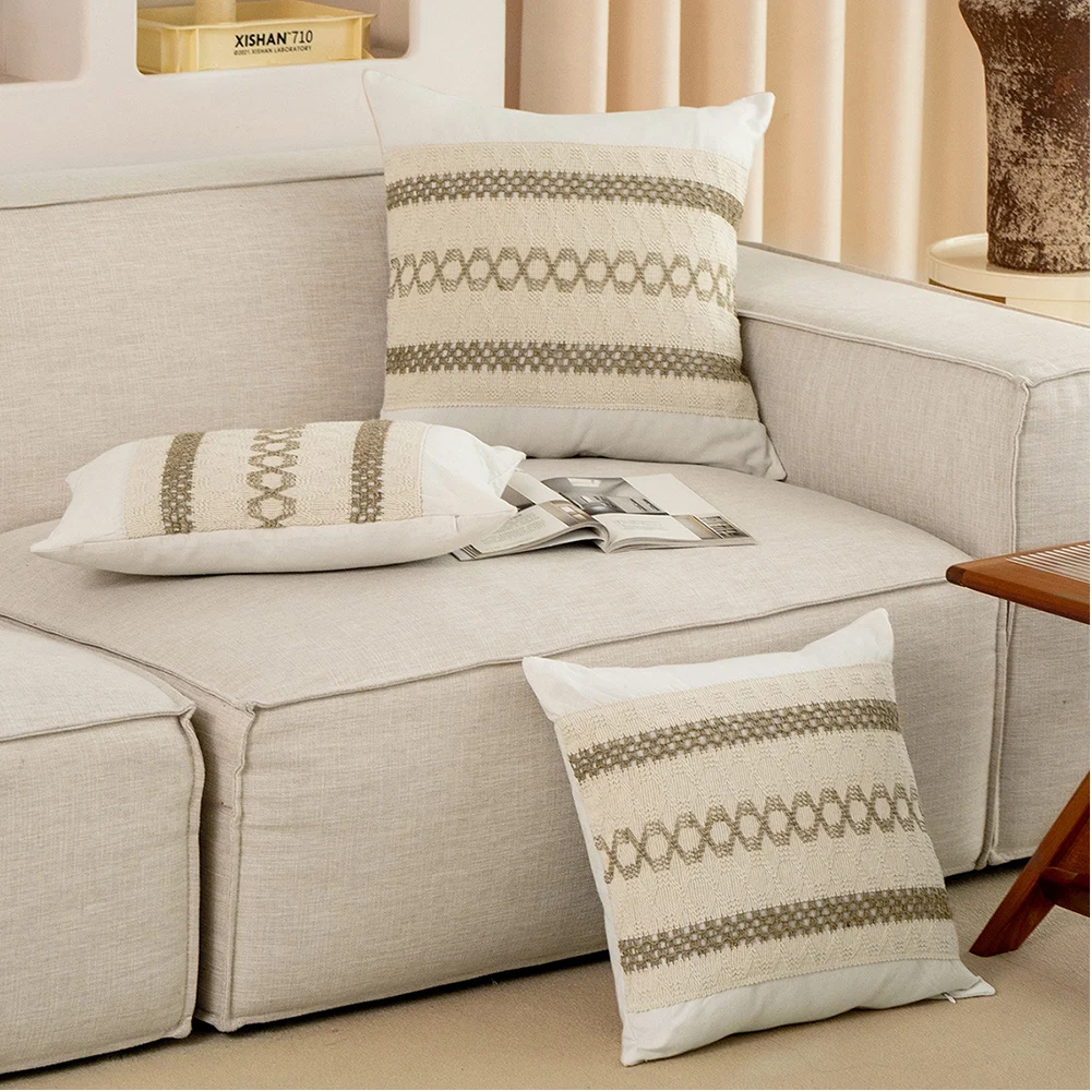 Домашняя декоративная наволочка с принтом для дивана моющаяся клетчатая