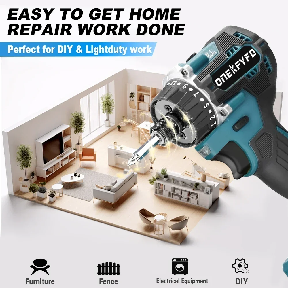 Бесщеточная электрическая отвертка с крутящим моментом 20 + 1 1/4 дюйма