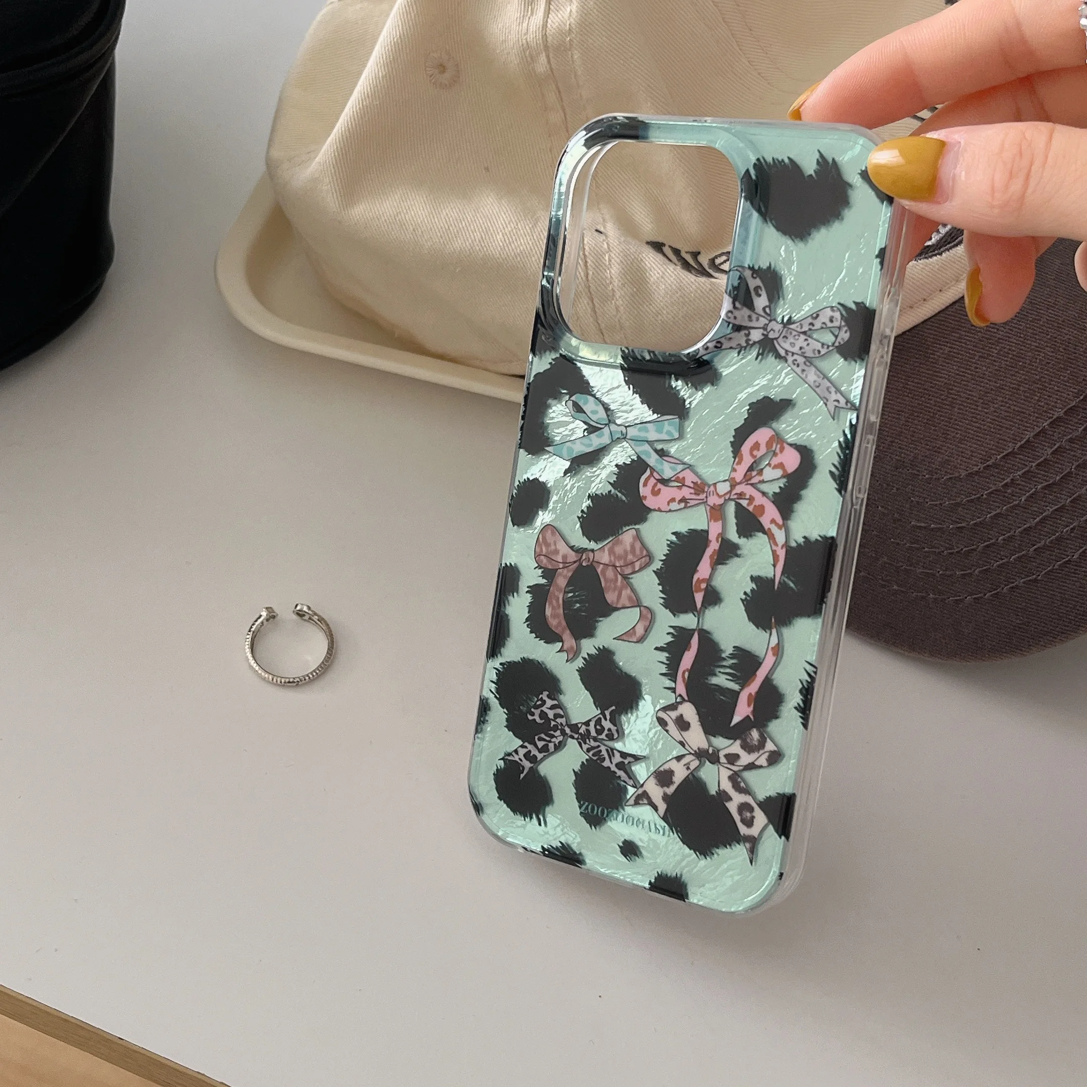 Двухслойный чехол для телефона в Корейском стиле с принтом Лев и мятно-зеленого