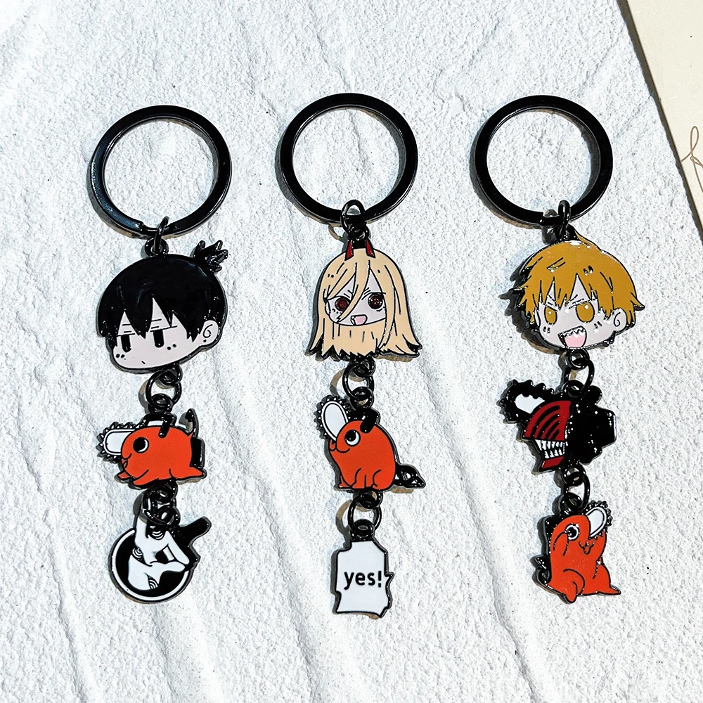 

Anime Chainsaw Man Metal Keychain Cartoon Chainsaw Devil Pochita Key Chain for Women Men Car Keyring Jewelry