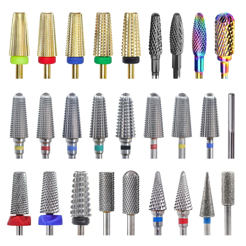 5 In 1 Tungsten Steel Nail Drill Bits Carbide Left Right Hand Double Rotating Ways Milling Cutter DIY Manicure Polishing Tools