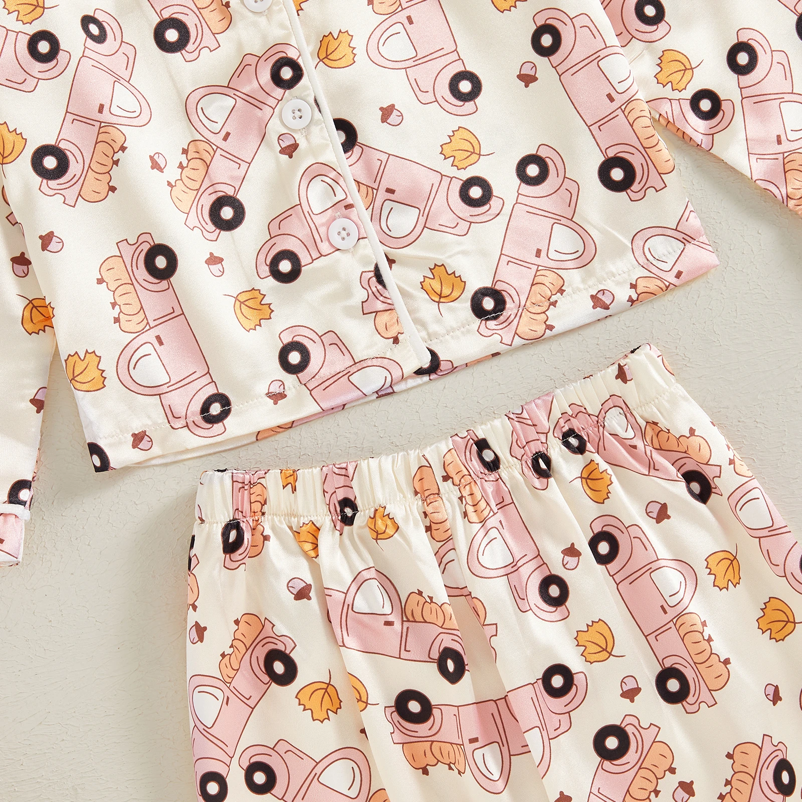 Пижамный комплект детский атласный с длинным рукавом топ лацканами и штаны