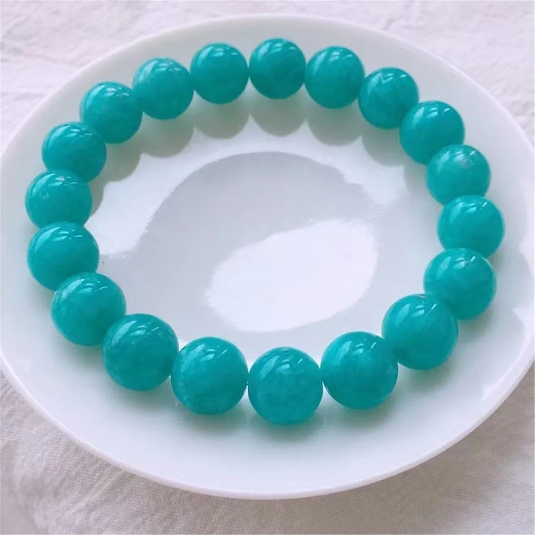

11mm Natural Blue Amazonite Bracelet For Woman Man Beauty Healing Crystal Round Beads Mozambique Gemstone Stone Jewelry AAAAA