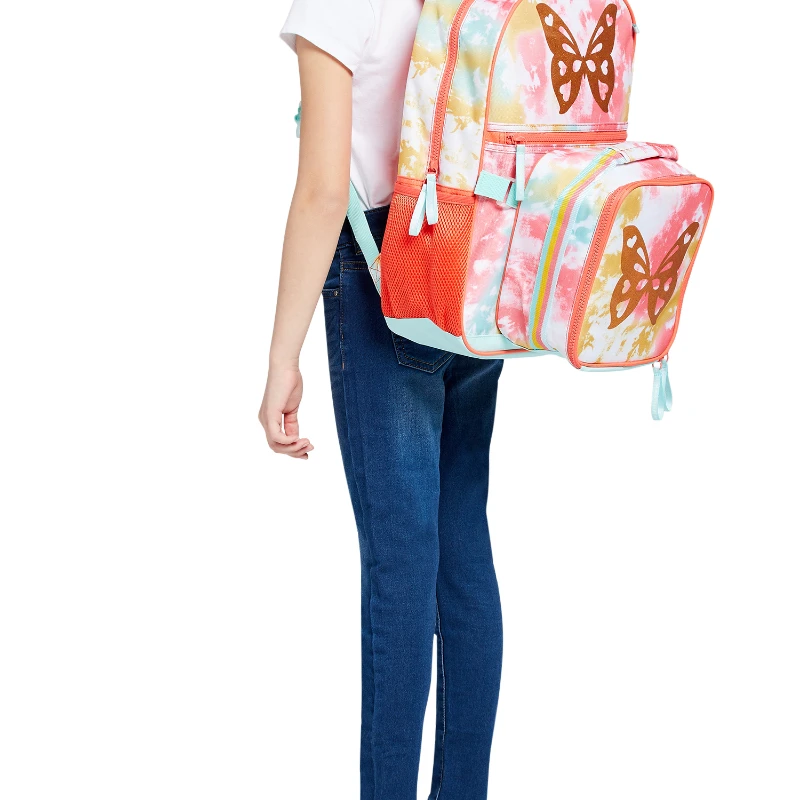 Children's Backpack with Lunch Box and Pencil Case 3-Piece Set Set Fly Free  Peach