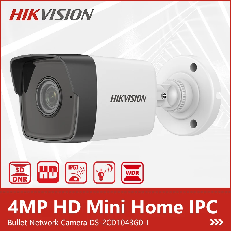 

Hikvision Original 4MP Bullet Network IP Camera HD Monitoring Security CCTV Cam Home Mini Outdoor Waterproof IPC DS-2CD1043G0-I