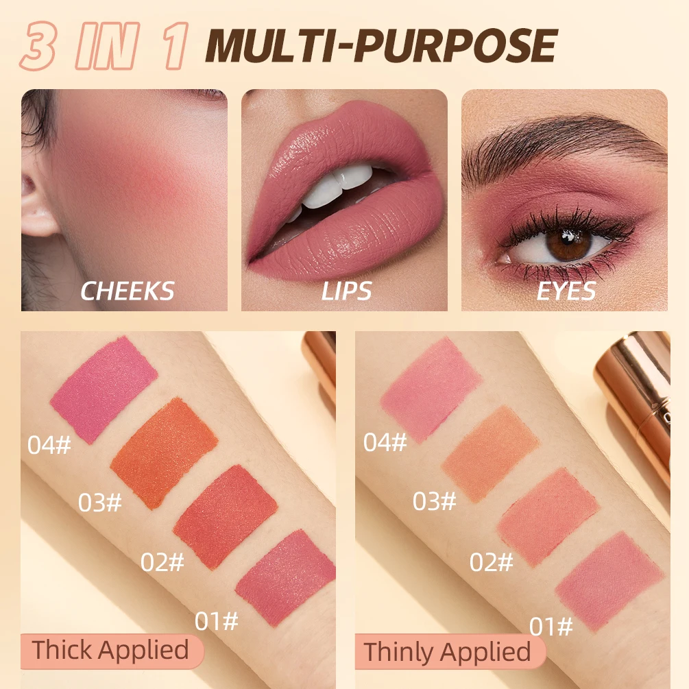 QIBEST Cream Blush Stick Матовые шелковистые румяна для лица Натуральные глаза Щеки Губы