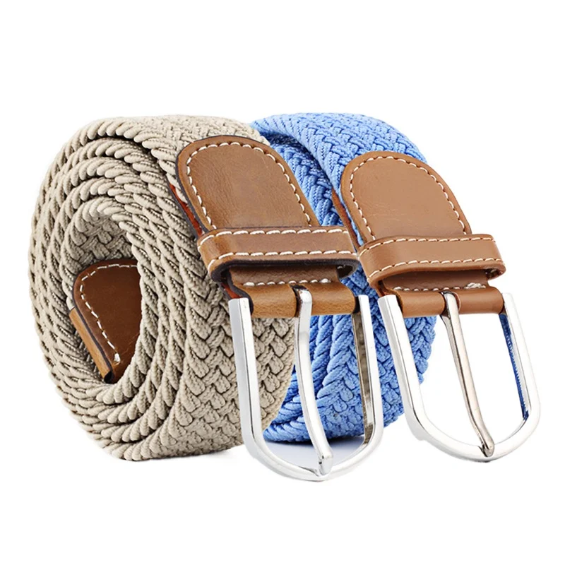 Women Waist Belt 120-130 Casual Knitted Pin Buckle Men Belt Woven Canvas Elastic Expandable Braided Stretch Belt for Women Jeans