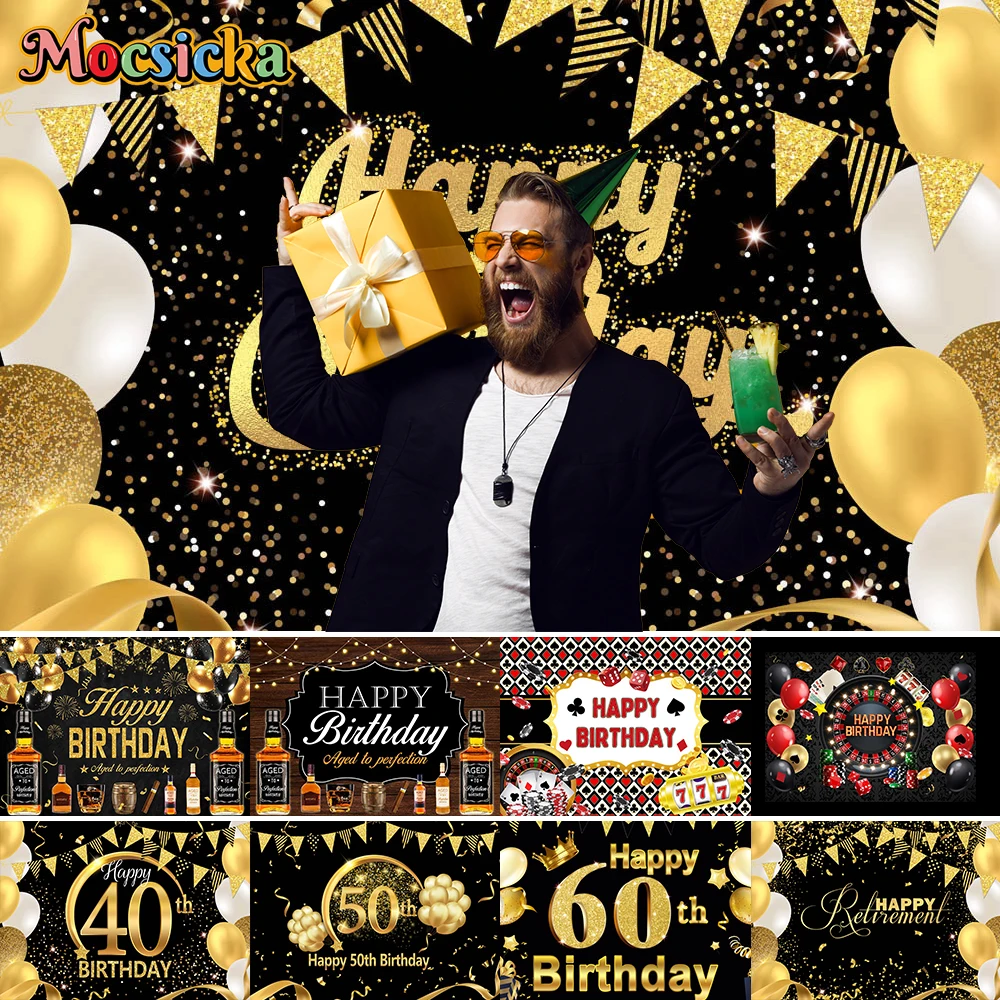 

Mocsicka 40 50-й 60-й день рождения виски открытка Лас Вегас Золотой Декор фотография Фон фото студия реквизит