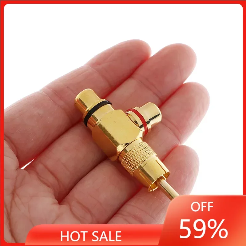 

1pc Gold Plated RCA Male To 2 Female RCA Splitter Adapter AV Video Audio T Plug RCA 3 Way Plug R Connector