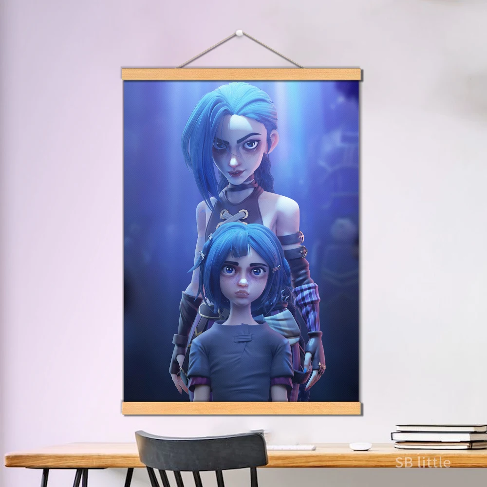 Arcane Jinx 3D League of Legends LOL Anime Girls Video Game Canvas Painting Poster Wall Hanging Scroll Tapestry Home Room Decor