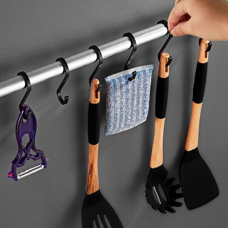 

4 Pcs Aluminium Alloy S Shape Hooks Practical Kitchen Railing Hanger Hook Clasp Holder Hooks for Hanging Clothes Handbag