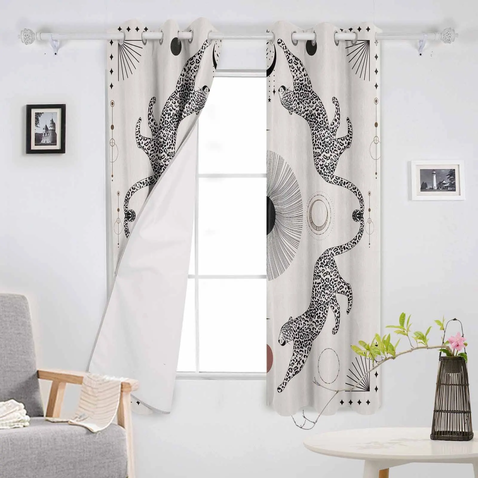 Леопардовые абстрактные солнцезащитные шторы для гостиной кухни занавески