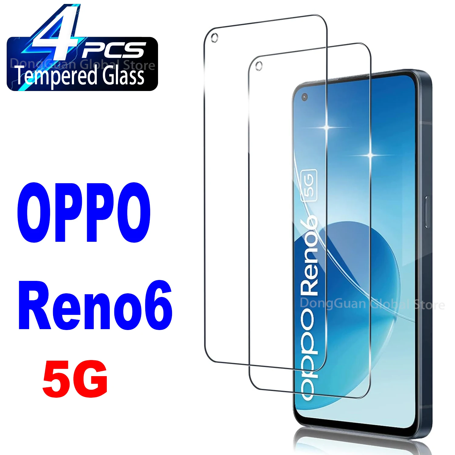 2/4 Pezzi Di Vetro Temperato Per Oppo Reno 6 5G Pellicola Proteggi Schermo In Vetro