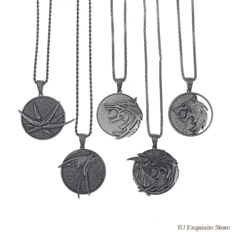 

1 Pc Wolf Head Pendant Necklace Hunting Game Necklace Cosplay Men Gift Punk Jewelry Pendant Chain