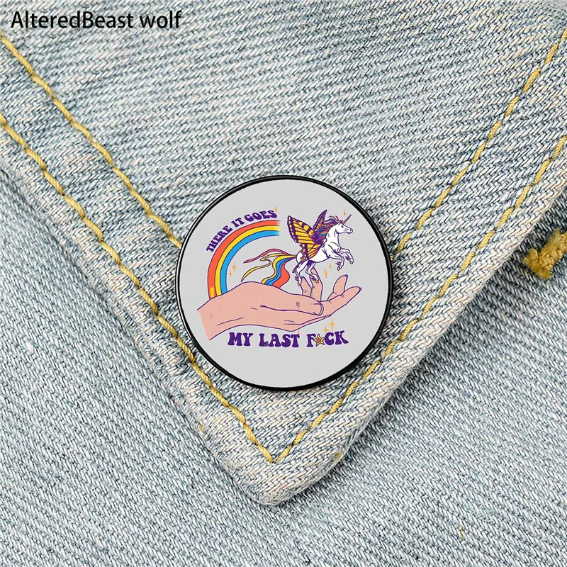 

Rainbow unicorn Goes Pin Custom Funny Brooches Shirt Lapel Bag Cute Badge Cartoon Cute Jewelry Gift for Lover Girl Friends