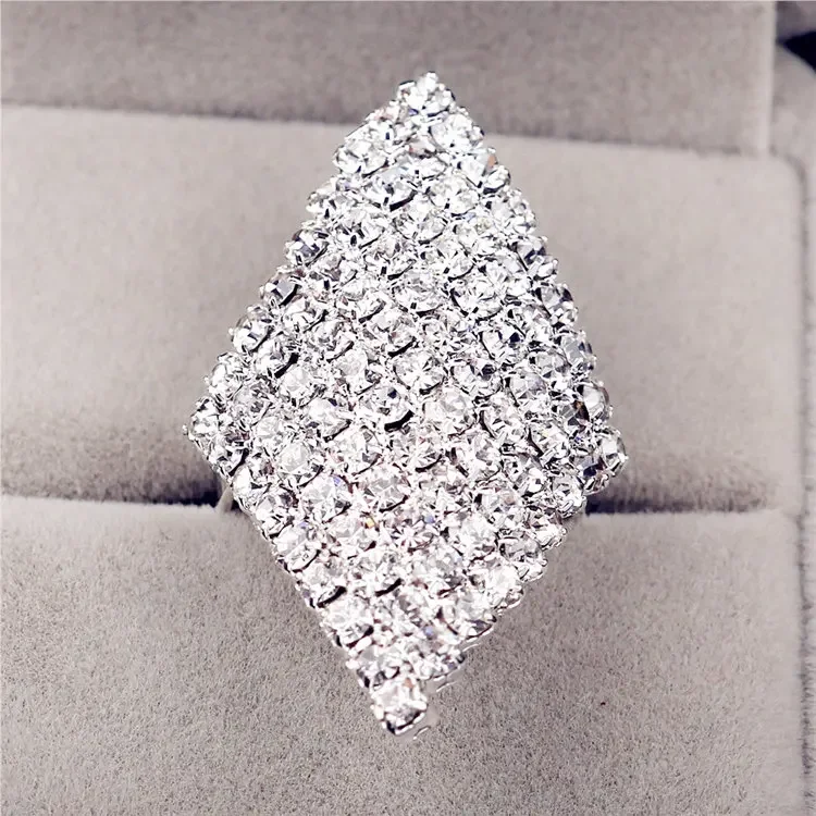 Кольцо iMiXBOX с ромбом и кристаллами Austra серебряное кольцо 925 CZ со стразами