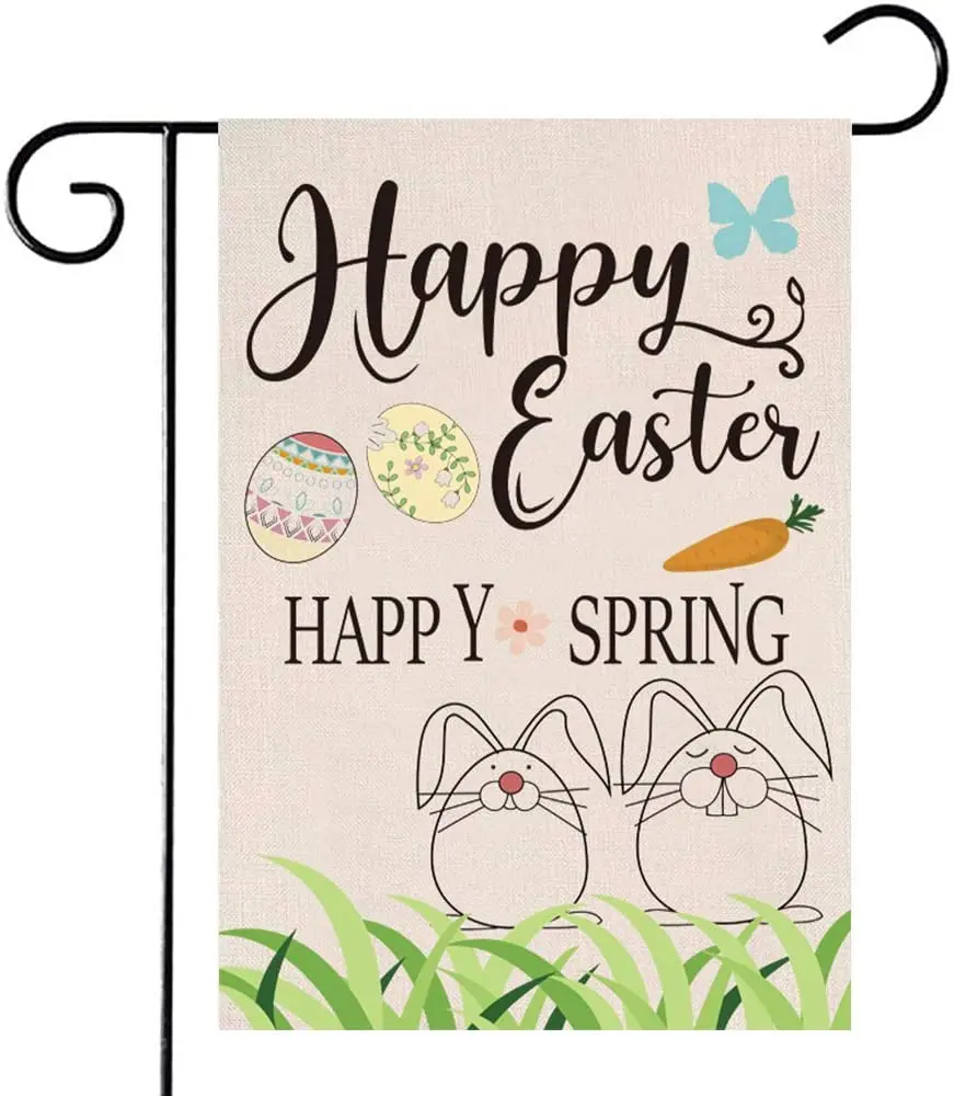 

Easter Bunny Garden Flag, Happy Easter Garden Flag Double Sided, Easter Garden Flag Farmhouse Yard Outdoor Decoration Banner for