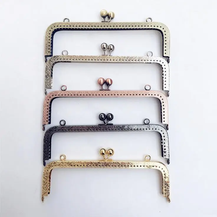 20cm  Metal Purse Frame Square Handle for Clutch Accessories Making Kiss Clasp Lock Bronze Tone Bags Hardware