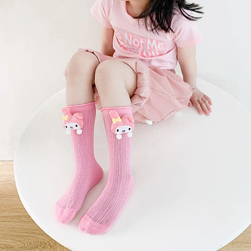 Кружевные носки до середины икры для девочек летние милые мультяшные