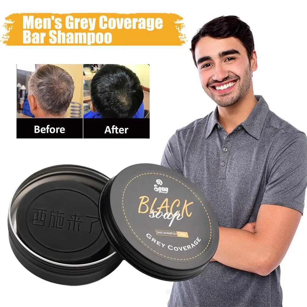 

Natural Grey Hair Removal Soap Hair Darkening Black-Soap For Men And Women Darkening Hair Shampoo Compressed Soap Bar