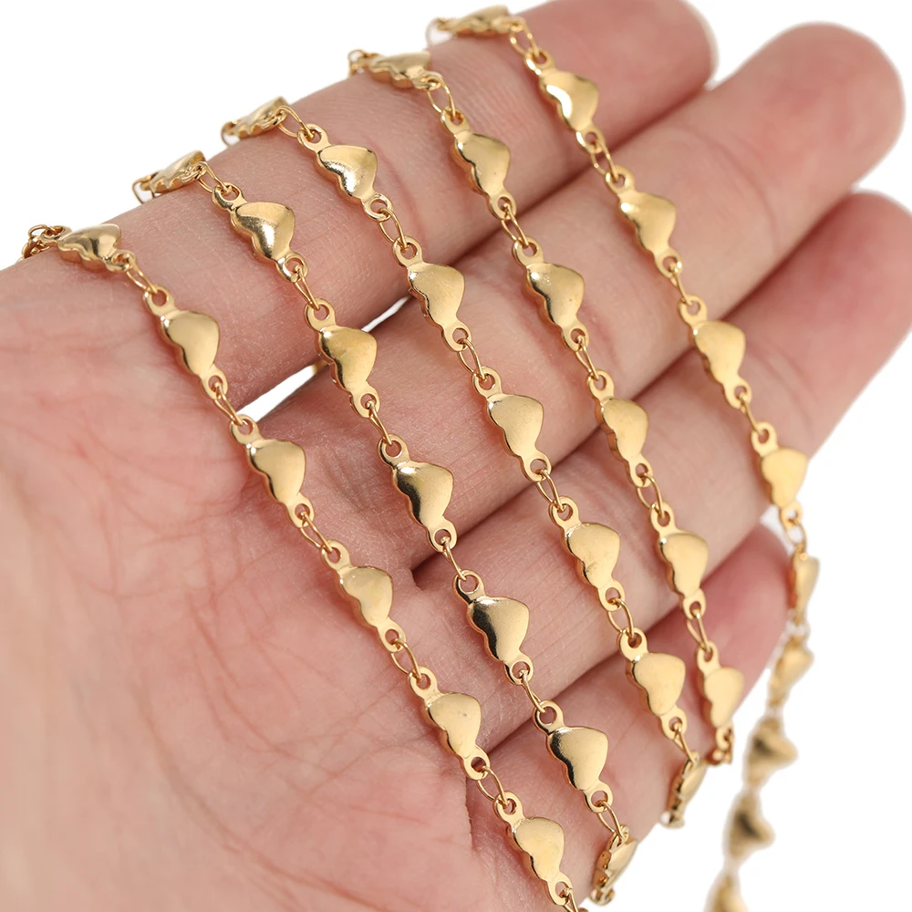 

1 Meter Gold Stainless Steel 5mm Heart Chains Necklaces Components Bracelet Findings for DIY Jewelry Making Accessories Supplies