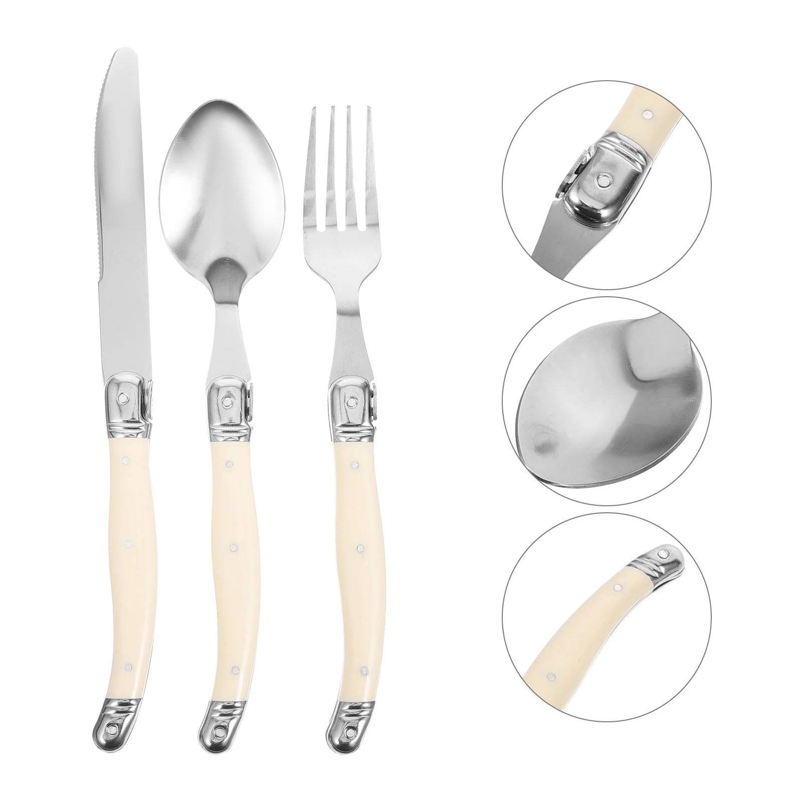 

Tableware Stainless Steel Knife Fork Spoon Kit Cutlery Set Flatware Steak White Eating Utensils Western