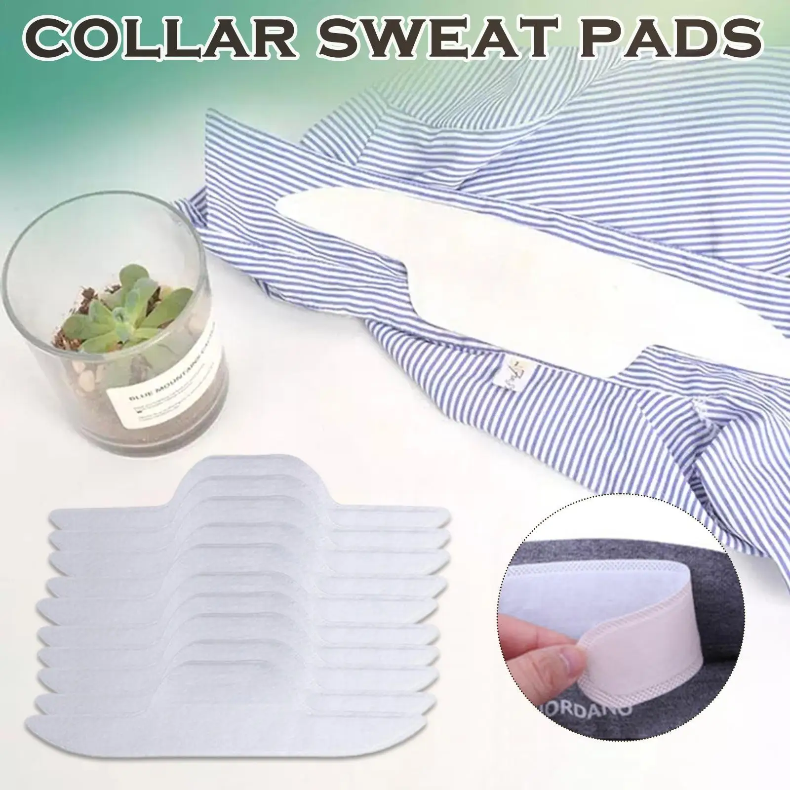 

10pcs Summer Collar Sweat Pads Disposable White T-shirt Absorbing Deodorants Stickers Anti Perspiration Collar Pad For Unis Z8D3