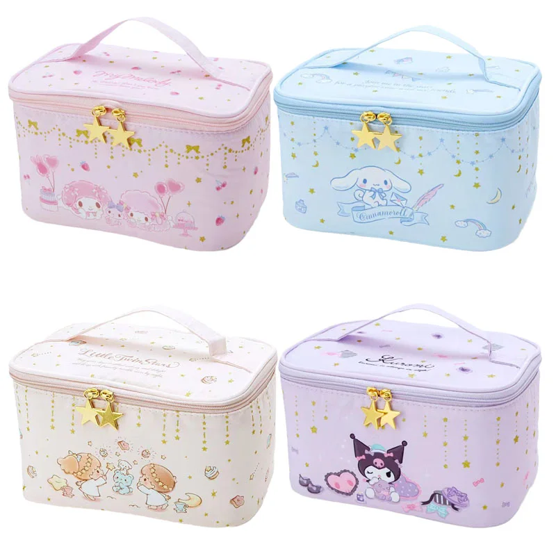 

Милая портативная косметичка с аниме Saniroed, мультяшная Большая вместительная сумка для хранения My Melody Cinnamoroll Kuromi Kawaii, дорожная сумка для стир...